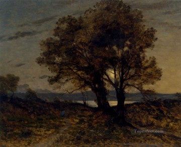  Joseph Pintura al %C3%B3leo - Paysage Au Clair De Lune Barbizon paisaje Henri Joseph Harpignies